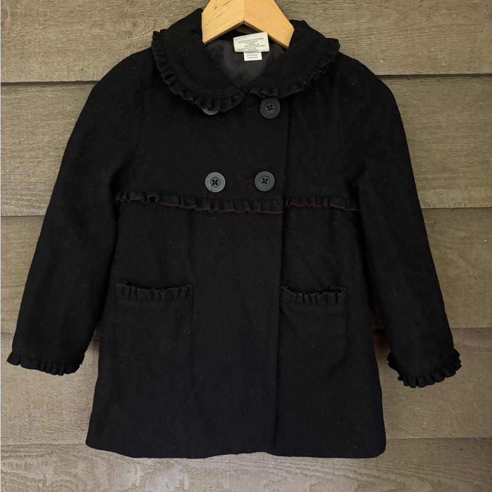 Girls wool blend, black winter pea coat